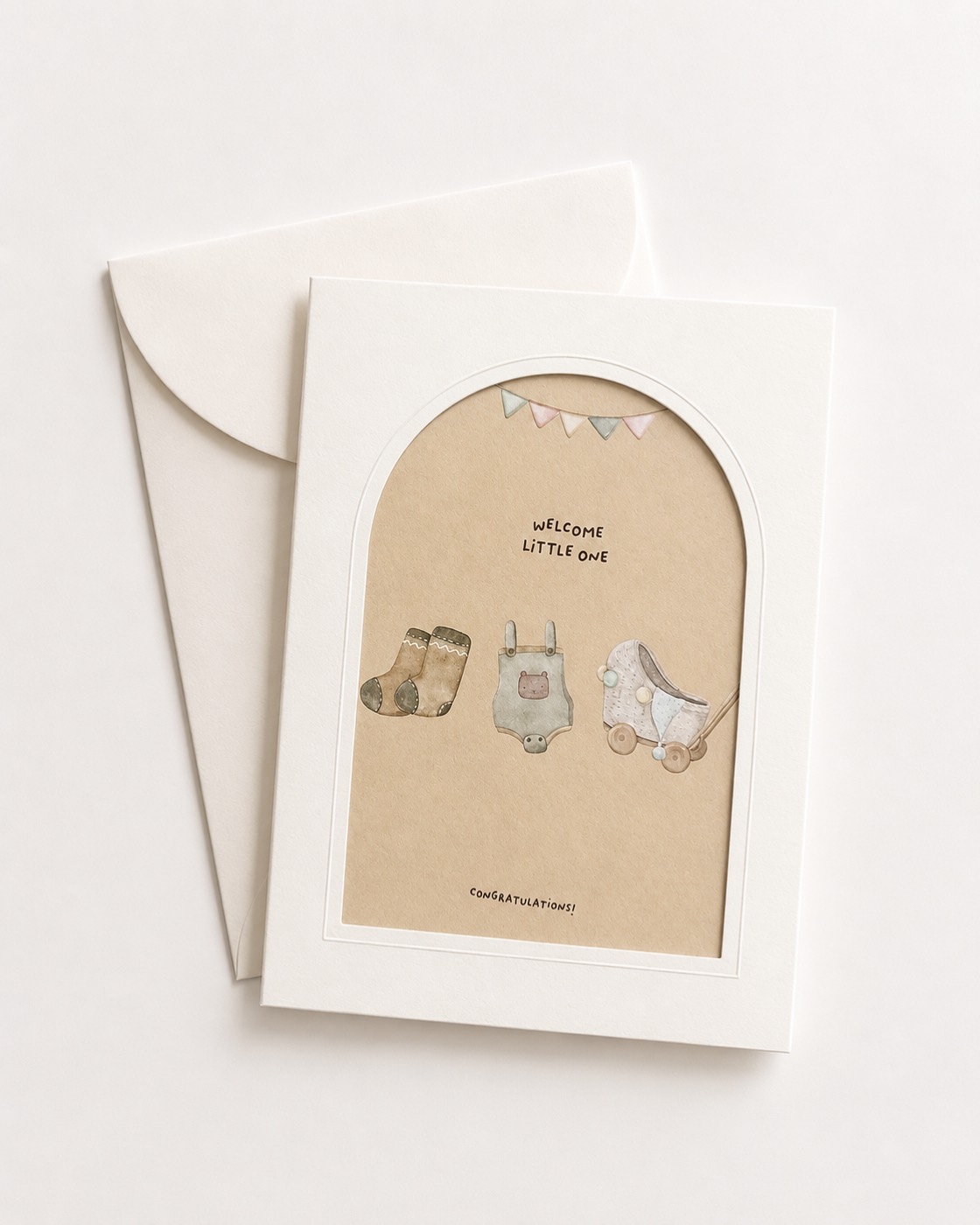 Welcome Little One new baby greeting card — watercolour illustration by Maison Bloom Bali