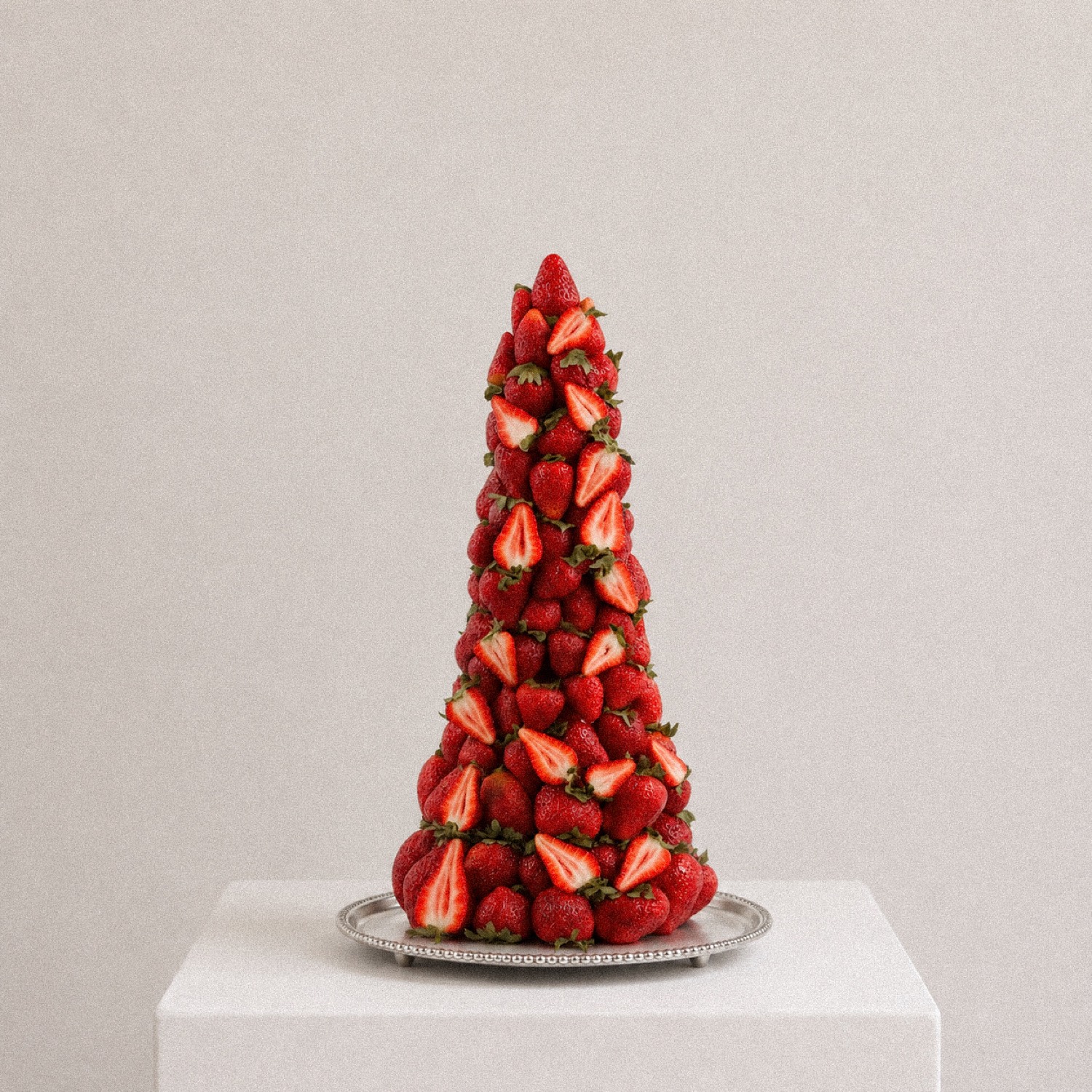 The Strawberry Tower — fresh strawberry tower on a silver tray, Maison Bloom Bali