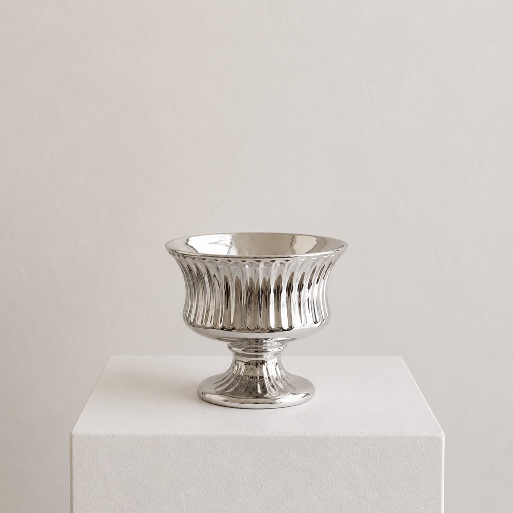 Fluted Compote Bowl — Silver vase by Maison Bloom Bali