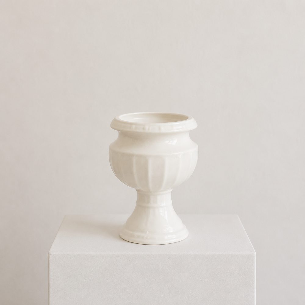 Scalloped Chalice vase — white ceramic fluted chalice by Maison Bloom Bali