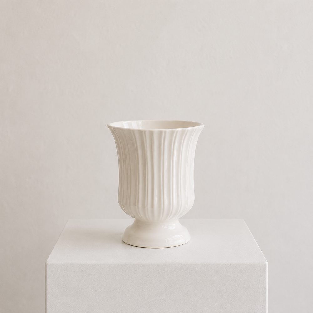 Classic Fluted Urn — White vase by Maison Bloom Bali