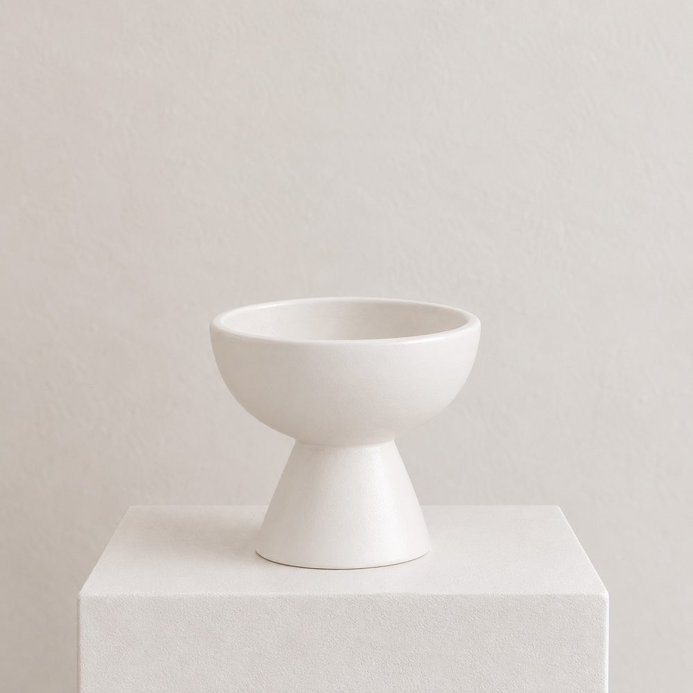Modern Pedestal Bowl — White vase by Maison Bloom Bali